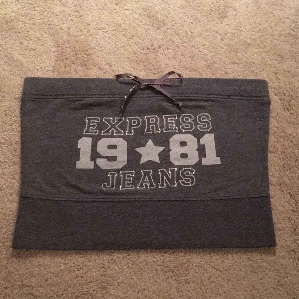 Express Jeans Rhinestone Gray Tube Top